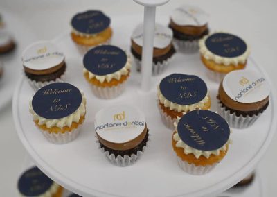 norlane dental aesthetics and implants cupcakes printed with new logo dentist norlane geelong